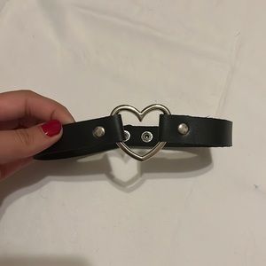 Black silver heart and black chocked adjustable